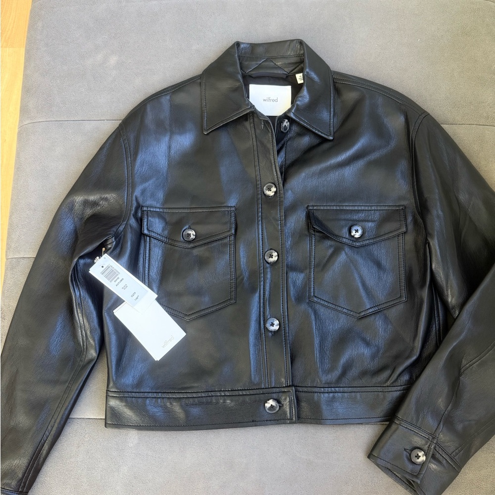 Wilfred Midnight Black faux Leather Jacket